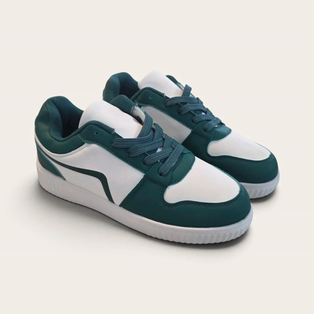 Teal & White Color Block Platform Sneaker Size 40 New Without Box